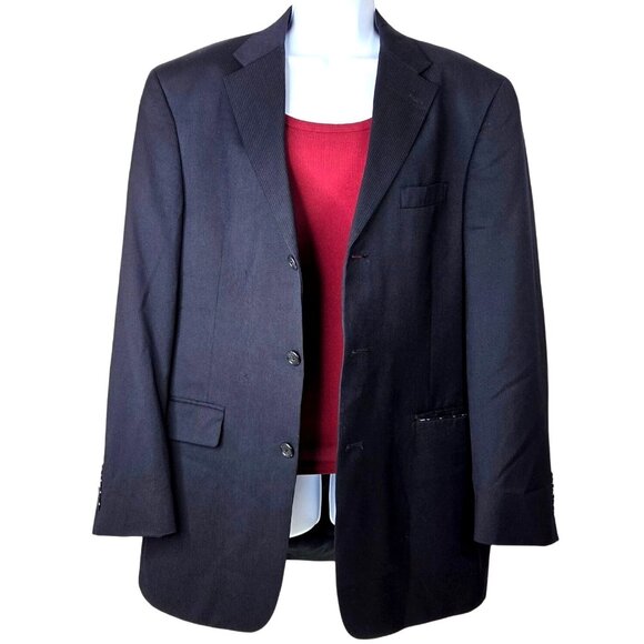 Austin Reed Navy Pinstripe 3 Button Vintage Career Business Blazer Jacket 42R - Picture 2 of 11